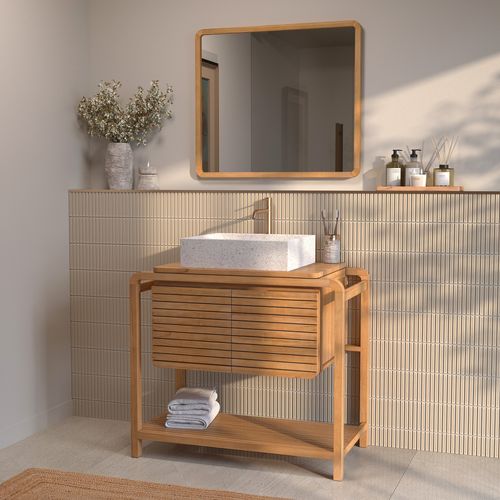 Meuble De Salle De Bain En Bois De Teck 90 Cm - Lucette