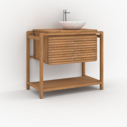 Meuble De Salle De Bain En Bois De Teck 90 Cm - Lucette