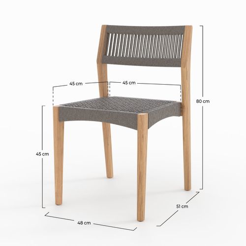 Lot De 2 Chaises De Jardin En Bois De Teck Recyclé Et Tissage En Corde - Nusa
