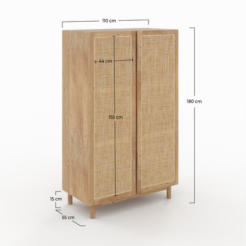 Armoire En Bois Massif De Mindi Et Rotin - Delya