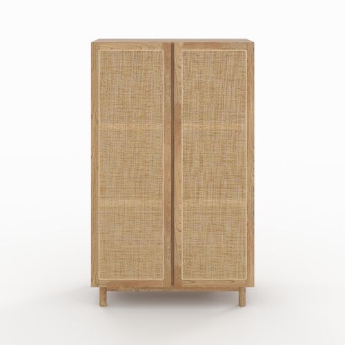 Armoire En Bois Massif De Mindi Et Rotin - Delya