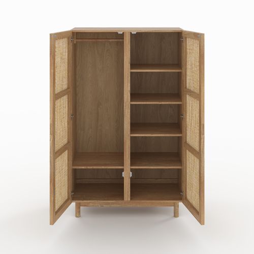 Armoire En Bois Massif De Mindi Et Rotin - Delya