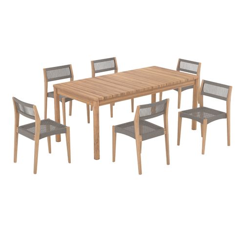 Table Et Chaises De Jardin En Bois De Teck Massif 6 Personnes - Kora