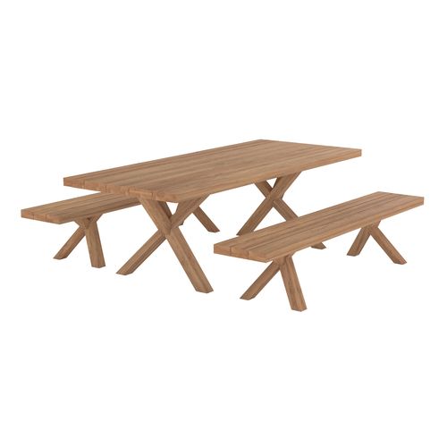 Table Et Bancs De Jardin 10 Personnes En Bois - Soraya