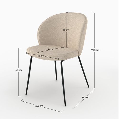 Chaise En Tissu Bouclé Beige Et Pieds En Métal - Groom