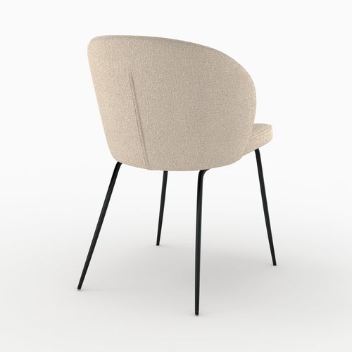 Chaise En Tissu Bouclé Beige Et Pieds En Métal - Groom