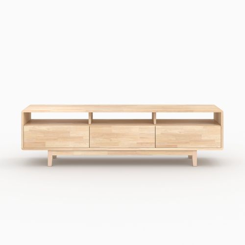 Meuble TV En Bois D'hévéa Massif Effet Blanchi - Gisèle