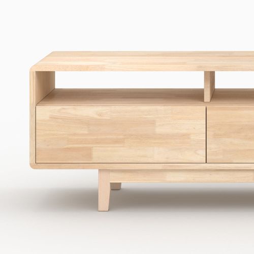 Meuble TV En Bois D'hévéa Massif Effet Blanchi - Gisèle