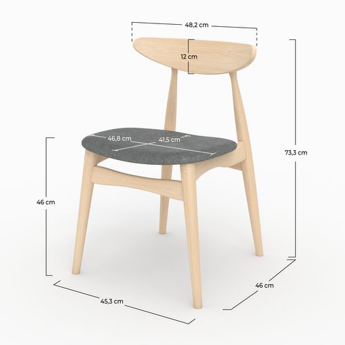 Lot De 2 Chaises En Tissu Gris Et Bois D'hévéa - Josette