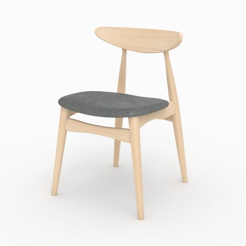 Lot De 2 Chaises En Tissu Gris Et Bois D'hévéa - Josette