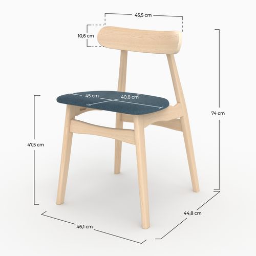 Lot De 2 Chaises En Tissu Bleu Et Bois D'hévéa - Lisette