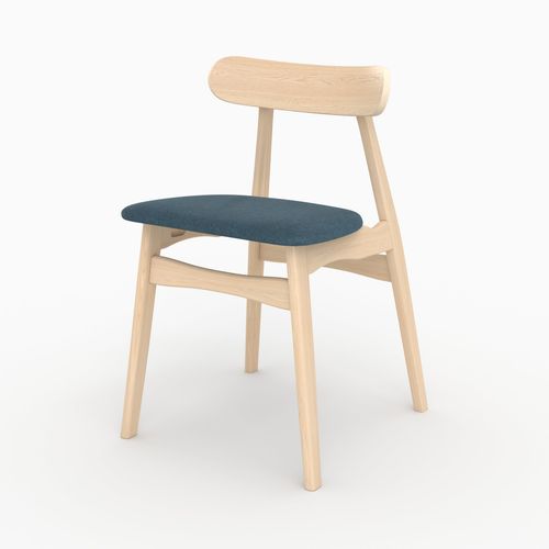 Lot De 2 Chaises En Tissu Bleu Et Bois D'hévéa - Lisette