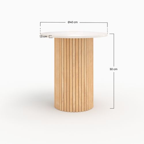 Table D'appoint En Marbre Et Bois De Manguier D40 Cm - Agathe