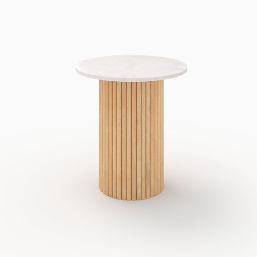 Table D'appoint En Marbre Et Bois De Manguier D40 Cm - Agathe