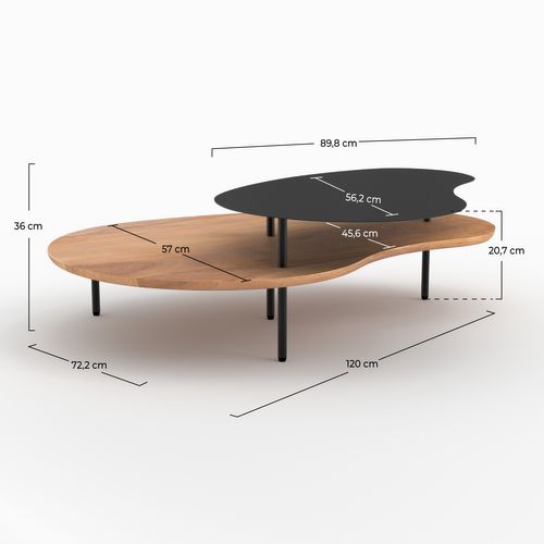 Tables Gigognes En Bois Et Metal Noir (lot De 2) - Moji