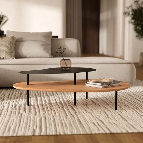 Tables Gigognes En Bois Et Metal Noir (lot De 2) - Moji