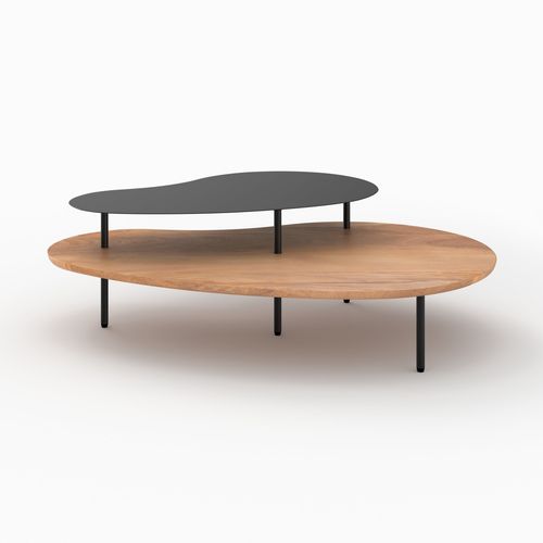 Tables Gigognes En Bois Et Metal Noir (lot De 2) - Moji
