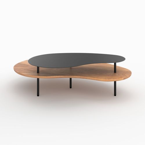 Tables Gigognes En Bois Et Metal Noir (lot De 2) - Moji