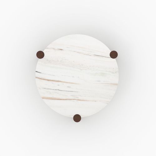 Table Basse Ronde En Marbre Et Bois De Manguier D86 Cm - Pauline