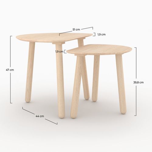 Tables Gigognes En Bois De Frêne Effet Blanchi - Montaine