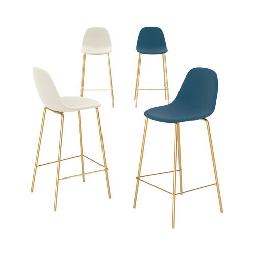 Pack 4 Chaises Pour Îlot Central Blanches Et Bleues 65 Cm - Henrik
