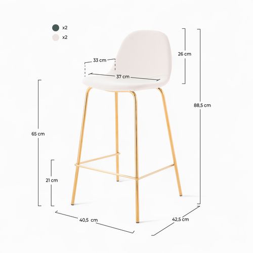 Pack 4 Chaises Pour Îlot Central Blanches Et Vertes 65 Cm - Henrik