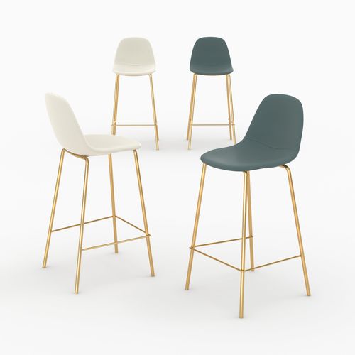 Pack 4 Chaises Pour Îlot Central Blanches Et Vertes 65 Cm - Henrik