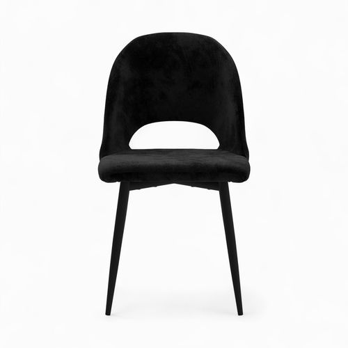 Pack 2 Chaises Et 2 Chaises De Bar 65 Cm En Velours Noir - Pénélope