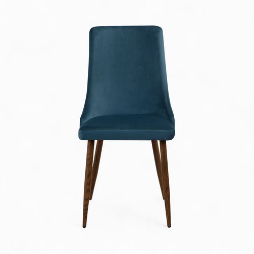 Pack 4 Chaises En Velours Gris Et Bleu - Vinni