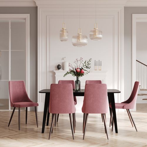 Pack 4 Chaises En Velours Bleu Et Rose - Vinni