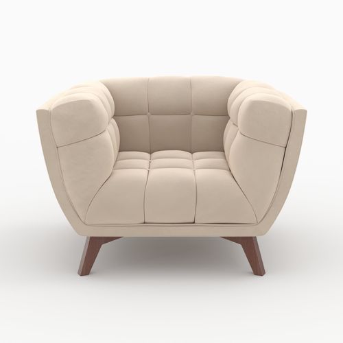 Ensemble Canapé Et Fauteuil En Velours Beige 4 Places - Mona