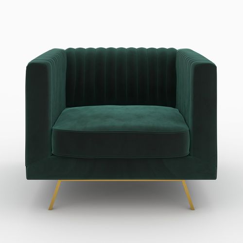 Ensemble Canapé Et Fauteuil En Velours Vert 3 Places - Gatsby