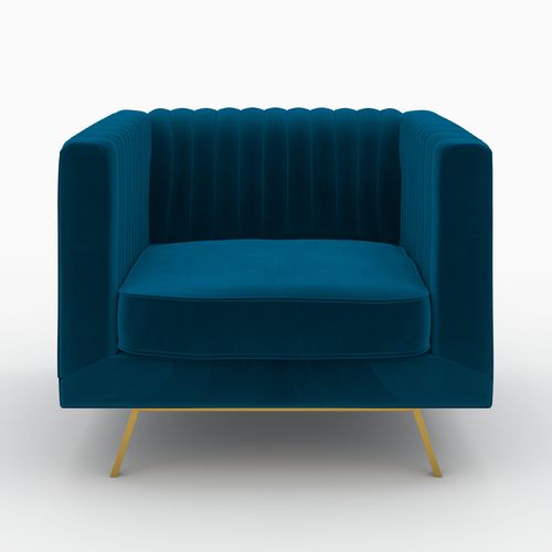 Ensemble Canapé Et Fauteuil En Velours Bleu 3 Places - Gatsby