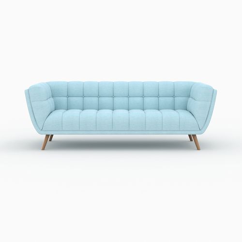 Ensemble Canapé Et Fauteuil En Tissu Bleu Clair 4 Places - Carmen