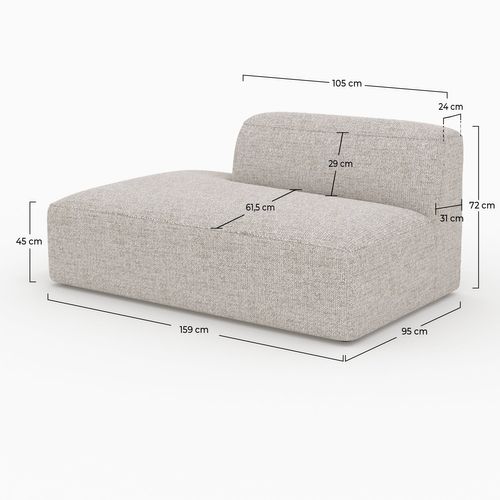 Méridienne Dossier à Droite Pour Canapé Modulable En Tissu Beige - Hestia