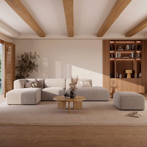 Chauffeuse Pour Canapé Modulable En Tissu Beige - Hestia