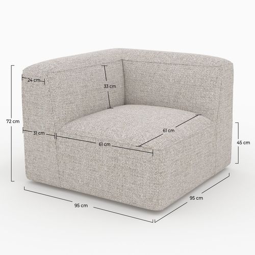 Angle Interchangeable Pour Canapé Modulable En Tissu Beige - Hestia