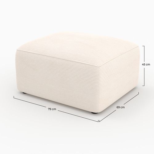 Pouf Rectangulaire Pour Canapé Modulable En Velours Blanc Cassé - Mina