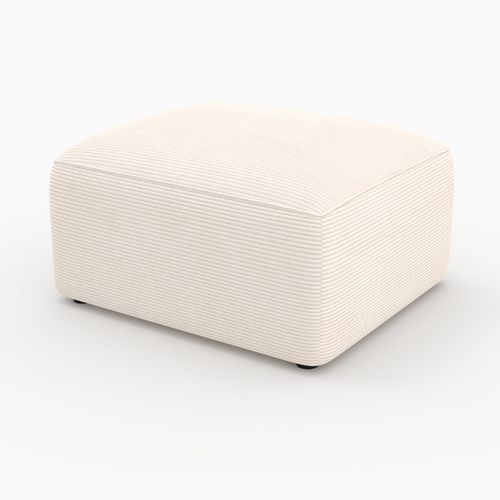 Pouf Rectangulaire Pour Canapé Modulable En Velours Blanc Cassé - Mina