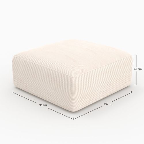 Pouf Carré Pour Canapé Modulable En Velours Blanc Cassé - Mina