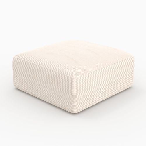 Pouf Carré Pour Canapé Modulable En Velours Blanc Cassé - Mina