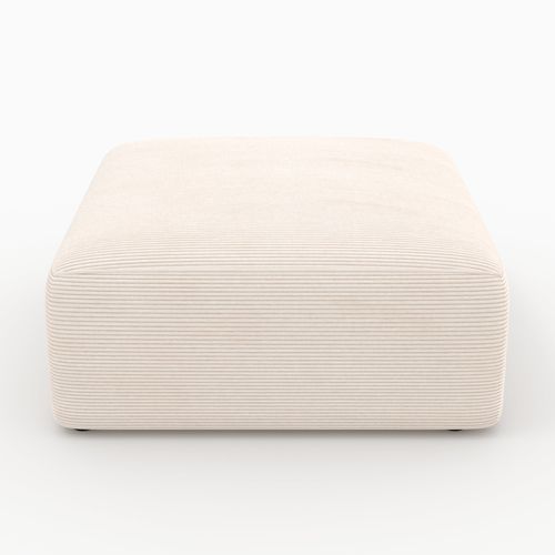 Pouf Carré Pour Canapé Modulable En Velours Blanc Cassé - Mina