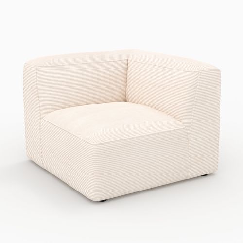 Angle Droit Pour Canapé Modulable En Velours Blanc Cassé - Mina