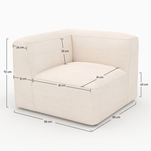 Angle Gauche Pour Canapé Modulable En Velours Blanc Cassé - Mina