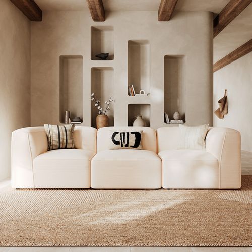 Angle Gauche Pour Canapé Modulable En Velours Blanc Cassé - Mina