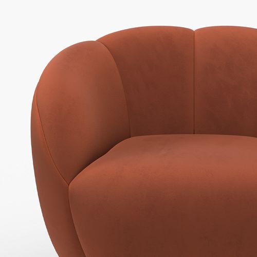 Fauteuil Pivotant En Velours Rouge Rouge Brique - Ysé