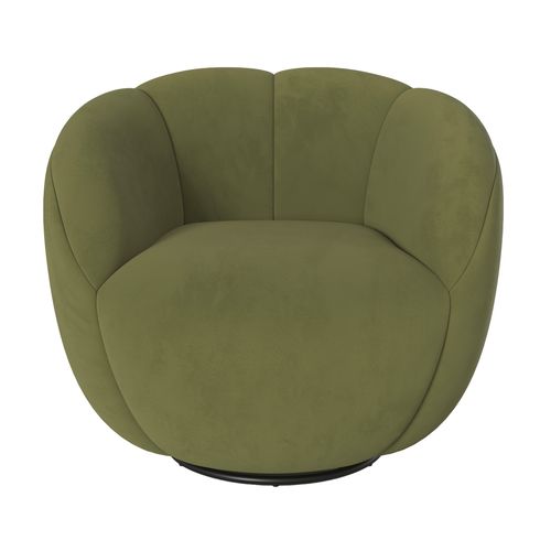 Fauteuil Pivotant En Velours Vert Olive Foncé - Ysé
