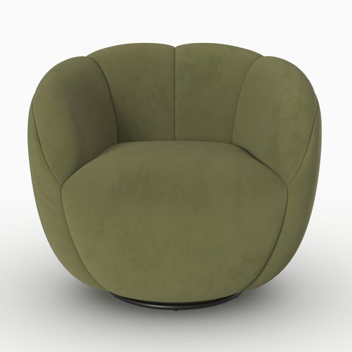 Fauteuil Pivotant En Velours Vert Olive Foncé - Ysé