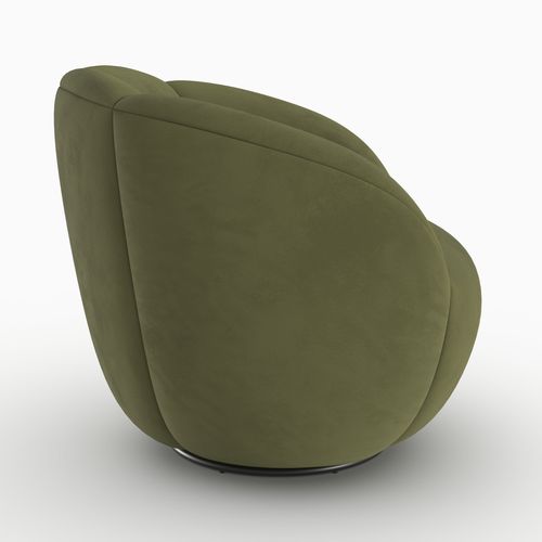 Fauteuil Pivotant En Velours Vert Olive Foncé - Ysé