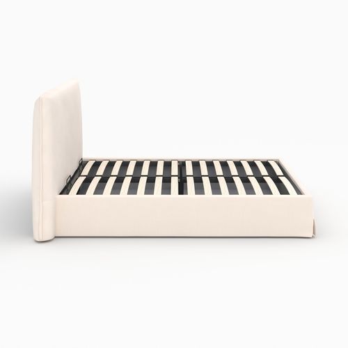 Lit Coffre 160x200 Cm En Tissu Blanc Déhoussable - Safia